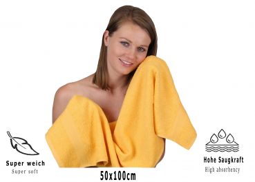 Betz 10 toallas de lavabo PREMIUM 100% algodón tamaño 50x100 cm color amarillo miel