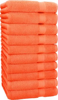 Betz 10 toallas de lavabo PREMIUM 100% algodón tamaño 50x100 cm color naranja sanguineo