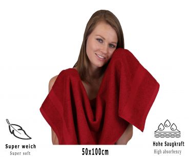 Betz 10 pièces de serviettes PREMIUM 100% coton taille 50x100 cm couleur rouge rubis