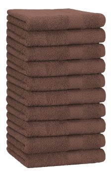 Betz Paquete de 10 toallas de lavabo PREMIUM 100% algodón tamaño 50x100 cm color marrón
