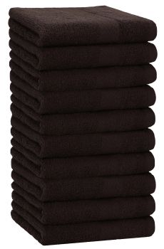 Betz Paquete de 10 toallas de lavabo PREMIUM 100% algodón tamaño 50x100 cm color marrón oscuro