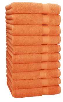 Betz Paquete de 10 toallas de lavabo PREMIUM 100% algodón tamaño 50x100 cm color naranja