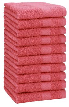 Betz Paquete de 10 toallas de lavabo PREMIUM 100% algodón tamaño 50x100 cm color rojo frambuesa