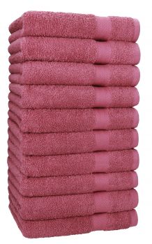Betz Paquete de 10 toallas de lavabo PREMIUM 100% algodón tamaño 50x100 cm color rojo baya