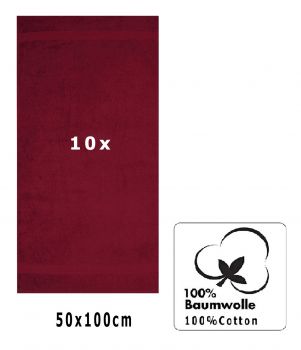 Betz 10 Asciugamani PREMIUM 100% cotone dimensioni 50x100 cm colore rosso scuro