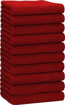 Betz Paquete de 10 toallas de lavabo PREMIUM 100% algodón tamaño 50x100 cm color rojo oscuro
