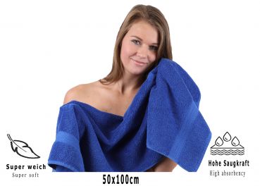 Betz Paquete de 10 toallas de lavabo PREMIUM 100% algodón tamaño 50x100 cm color azul