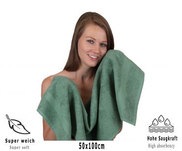 Betz 10 Hand Towels PREMIUM 100% cotton size 50x100 cm colour fir green