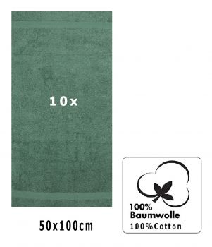 Betz 10 pièces de serviettes PREMIUM 100% coton taille 50x100 cm couleur vert sapin
