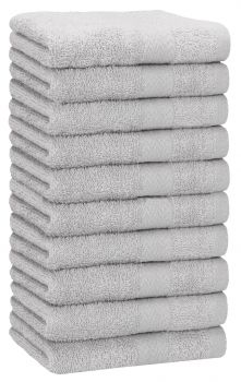 Betz Paquete de 10 toallas de lavabo PREMIUM 100% algodón tamaño 50x100 cm color gris plata
