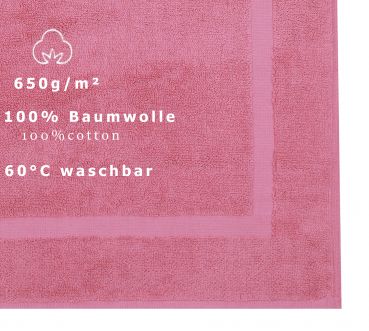 Betz 10 Stück Badvorleger Badematte PREMIUM 100% Baumwolle Größe 50x70 cm Qualität 650g/m² Farbe altrosa
