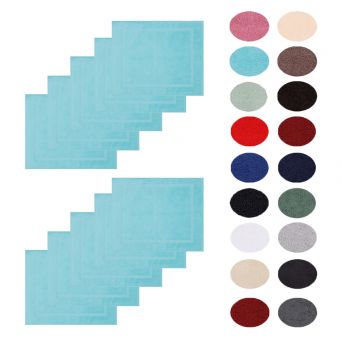 Betz Lot de 10 tapis de bain tapis de douche PREMIUM 100% coton taille 50 x 70 cm qualité 650g/m couleur turquoise
