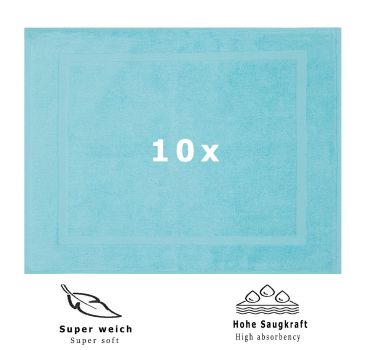 Betz 10 Stück Badvorleger Badematte PREMIUM 100% Baumwolle Größe 50x70 cm Qualität 650g/m² Farbe türkis