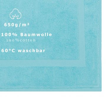 Betz 10 Bath Mats PREMIUM size W50 x L70 cm 100% Cotton Quality 650 g/m² colour turquoise