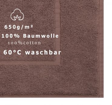 Betz 10 Stück Badvorleger Badematte PREMIUM 100% Baumwolle Größe 50x70 cm Qualität 650g/m² Farbe nuss