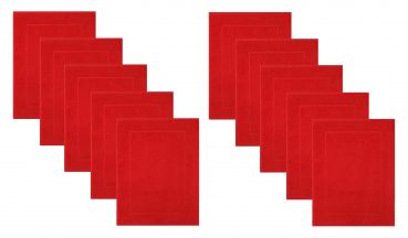 Betz Set di 10 scendibagni tappeto da bagno PREMIUM 100% cotone qualità 650 g/m² 50x70 cm colore rosso