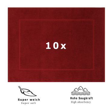 Betz 10 alfombras de baño PREMIUM 50x70 cm 100% algodón calidad 650 g/m² color rojo oscuro