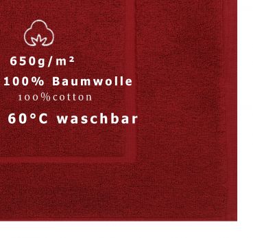 Betz Set di 10 scendibagni tappeto da bagno PREMIUM 100% cotone qualità 650 g/m² 50x70 cm colore rosso scuro