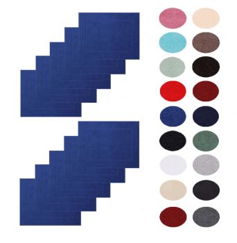 Betz lot de 10 tapis de bain Premium de taille 50x70 cm 100% coton couleur bleu royal
