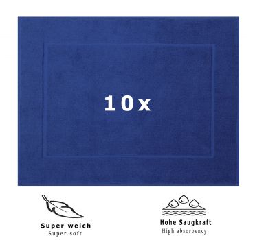 Betz 10 Stück Badvorleger Badematte PREMIUM 100% Baumwolle Größe 50x70 cm Qualität 650g/m² Farbe royalblau