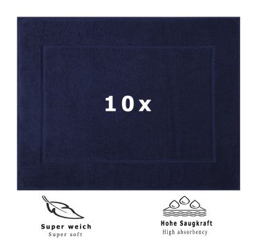 Betz Set di 10 scendibagni tappeto da bagno PREMIUM 100% cotone qualità 650 g/m² 50x70 cm colore blu scuro