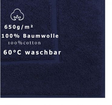 Betz Set di 10 scendibagni tappeto da bagno PREMIUM 100% cotone qualità 650 g/m² 50x70 cm colore blu scuro