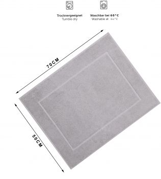 Betz lot de 10 tapis de bain Premium de taille 50x70 cm 100% coton couleur gris argenté