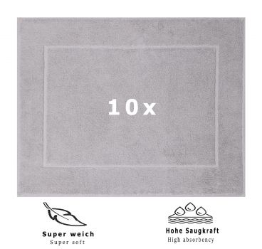Betz 10 Stück Badvorleger Badematte PREMIUM 100% Baumwolle Größe 50x70 cm Qualität 650g/m² Farbe silber