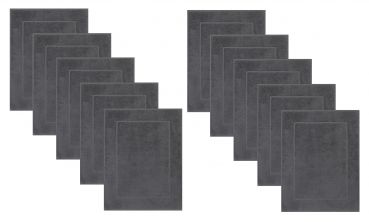 Betz lot de 10 tapis de bain Premium de taille 50x70 cm 100% coton couleur anthracite