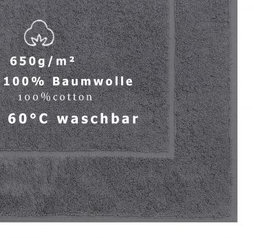 Betz 10 Stück Badvorleger Badematte PREMIUM 100% Baumwolle Größe 50x70 cm Qualität 650g/m² Farbe anthrazit