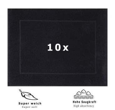 Betz 10 Stück Badvorleger Badematte PREMIUM 100% Baumwolle Größe 50x70 cm Qualität 650g/m² Farbe schwarz