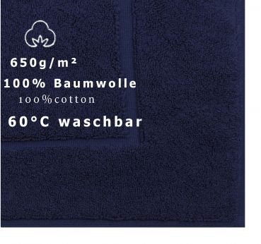 Betz Badvorleger Größe 50x70 cm 100% Baumwolle Badematte Badteppich Duschvorlage PREMIUM Qualität 650 g/m² Farbe dunkelblau