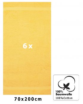 Betz lot de 6 serviettes à sauna Premium 100% coton taille 70 x 200 cm couleur jaune