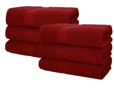 Betz Lot de 6 serviettes à sauna XXL de qualité supérieure 100 % coton serviette de plage éponge taille 70 x 200 cm couleur rouge rubis