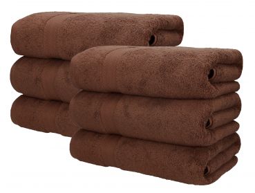 Betz lot de 6 serviettes à sauna Premium 100% coton taille 70 x 200 cm couleur marron noisette