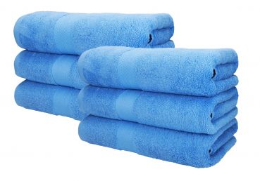 Betz lot de 6 serviettes à sauna Premium 100% coton taille 70 x 200 cm couleur bleu claire