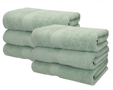 Betz Lot de 6 serviettes à sauna XXL de qualité supérieure 100 % coton serviette de plage éponge taille 70 x 200 cm couleur vert foin