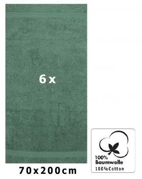 Betz Lot de 6 serviettes à sauna XXL de qualité supérieure 100 % coton serviette de plage éponge taille 70 x 200 cm couleur vert sapin