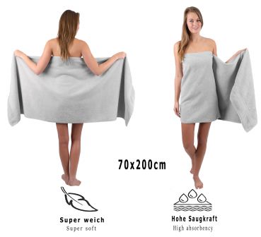Betz 6 asciugamani da sauna teli da sauna PREMIUM misure 70x200 cm 100% cotone colore grigio argente