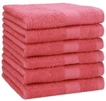 Betz Set di 6 asciugamani da doccia 70 x 140 PREMIUM 100% cotone colore rosso lampone