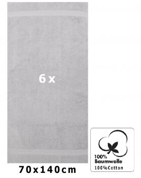Betz 6 Stück Duschtücher PREMIUM Größe 70 cm x 140 cm 100% Baumwolle Farbe silber