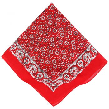 3 piece set Bandana Headscarf Neckerchief with Classic Paisley Pattern Size: 55 x 55 cm, Colour: red