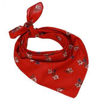 Betz 3er Pack Nickituch Edelweiß Halstuch Bandana Kopftuch Größe ca. 55 x 55 cm 100% Baumwolle Farbe rot