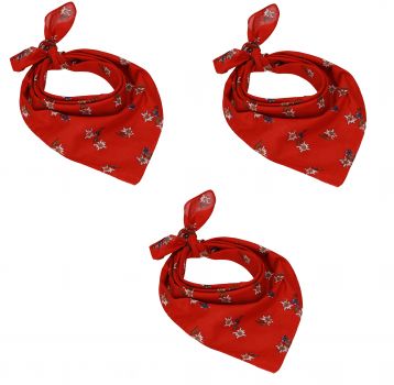 Betz paquete de 3 pañuelos bandanas con motivo Edelweiß tamaño aprox. 55x55cm 100% algodón color rojo