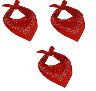 Betz paquete de 3 pañuelos bandanas con motivo de corazones tamaño aprox. 55x55cm 100% algodón color rojo