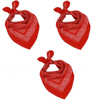 Betz paquete de 3 pañuelos bandanas con motivo de puntos tamaño aprox. 55x55cm 100% algodón color rojo