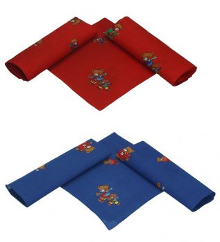 Betz Lot de 3 bandanas pour enfant OURS EN PELUCHE AVEC ECHARPE  41 x 41 cm 100% coton couleurs: rouge & bleu