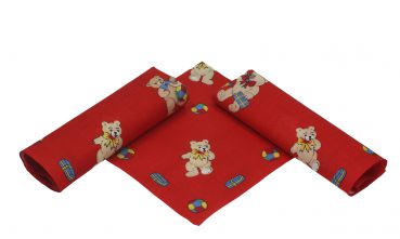 Betz Lot de 3 bandanas pour enfant OURS EN PELUCHE AVEC NOEUD taille 41 x 41 cm 100% coton couleurs: rouge & bleu