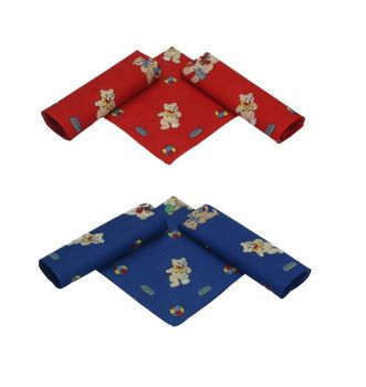 Betz 3 Piece Bandana Set Children Bandana Neckerchief With Teddy Bears And Bow 100% Cotton Size: ca. 41 x 41 cm Colour: red or blue