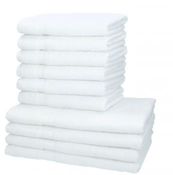 Betz lot de 10 serviettes set de 6 serviettes de toilette 50x100 cm 4 serviettes de bain 70x140 cm 100% coton Palermo couleur blanc